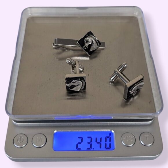 Vintage Dark Horse Cufflink & Tie Clip Set - Picture 8 of 8